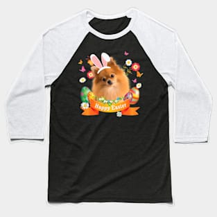 Bunny Pomeranian Dog Happy Easter Day Lover Egg Hunt Lovely Baseball T-Shirt